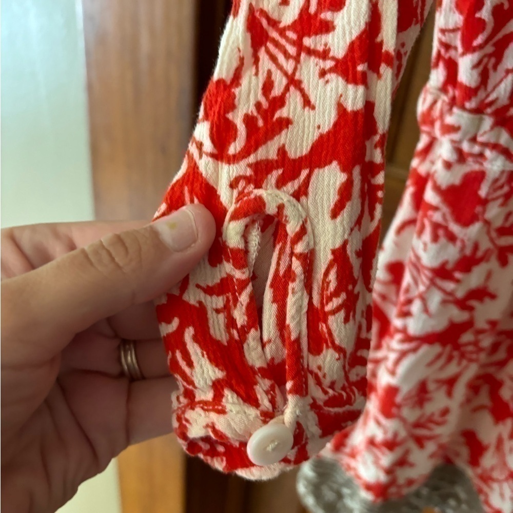 Free People Red and White Patterned Romper Sz.Xs - Picture 4 of 10